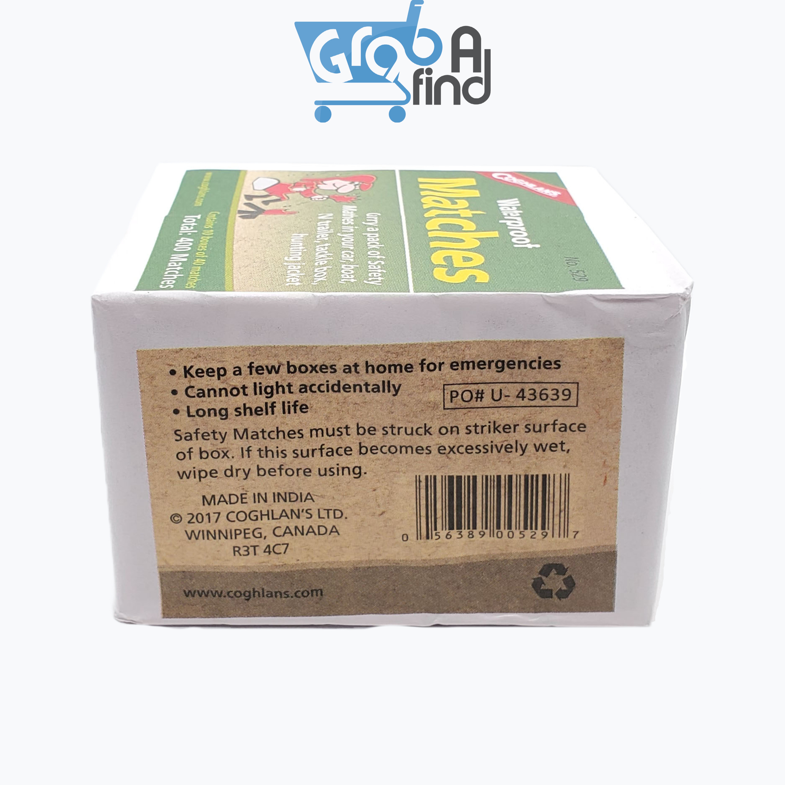 Coghlan's Waterproof Matches, #529, 10 Pack 40 Matches/box-(400 Matches Total)