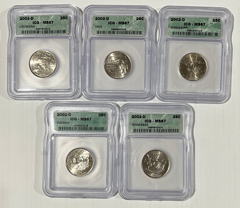 2002D - CLAD STATE QUARTER SET ICG MS67