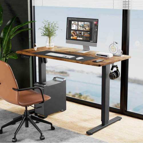 48' x 24" Electric Height Adjustable Standing Desk Computer Study Home Brown