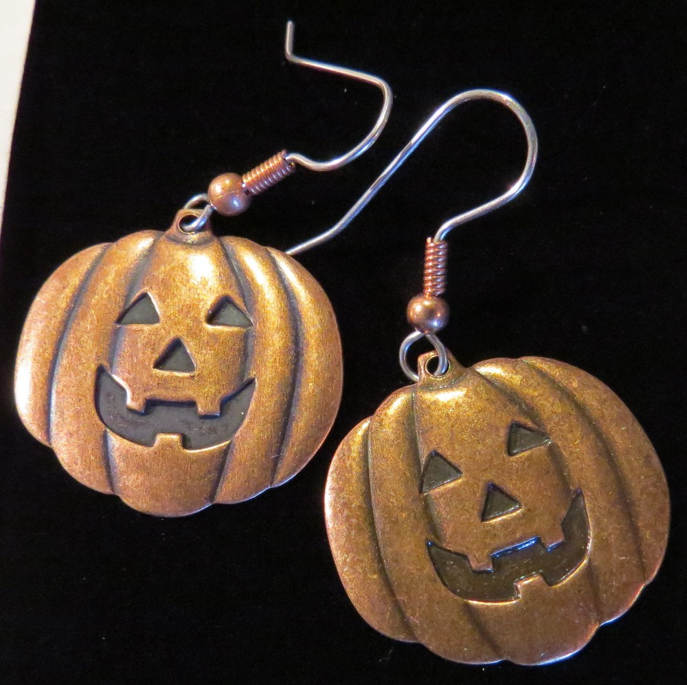 Jack-o-lanterns Large Earrings Copper Halloween