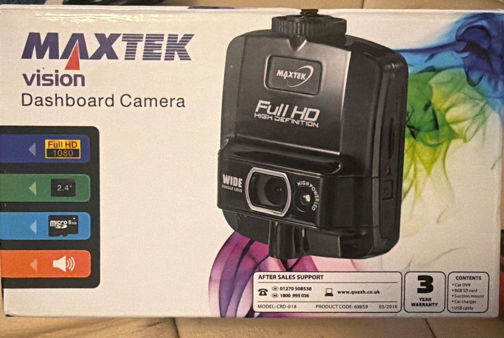 Maxtek Dash Cam full hd + 8GB SD Card