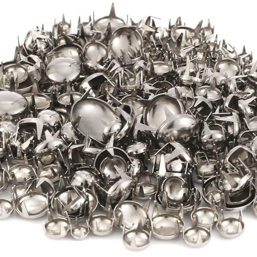 1220 Pcs Assorted Sizes Studs for Clothing Leather Rivets Round Dome Silver