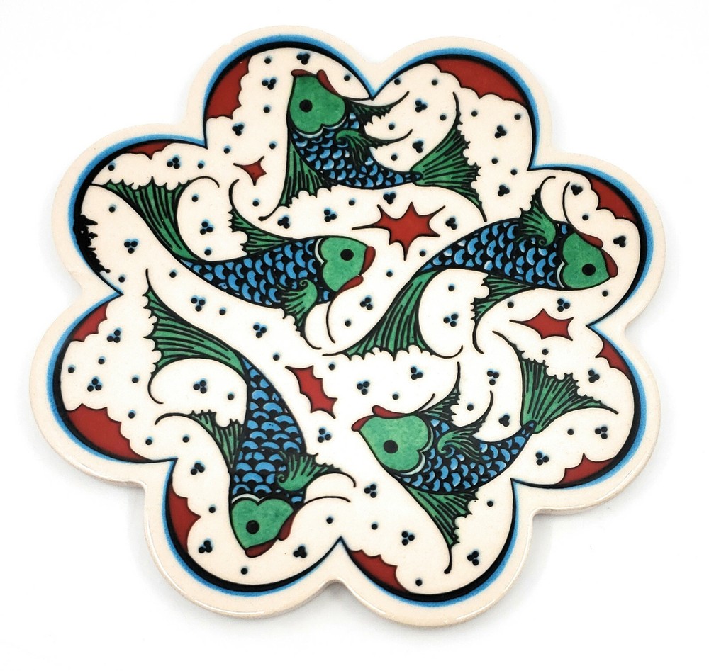 Handmade Turkish Ceramic Pottery Star-Shape Tile Trivet