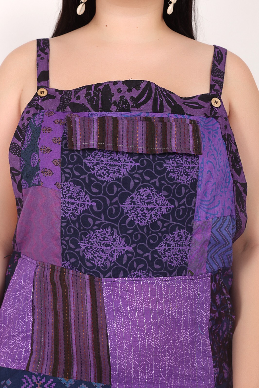 Women's Casual Patchwork Pocket Wide Leg Floral Print Rompers Jumpsuit Dress