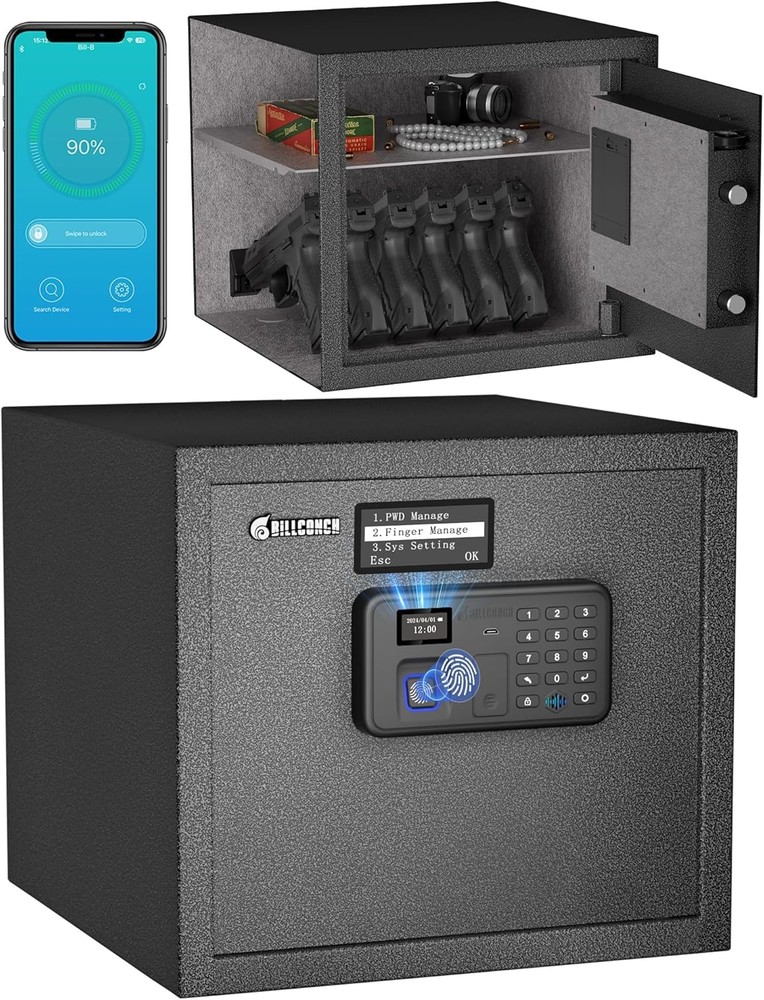 Smart Gun Safe for Multiple Pistols - Biometric Automatic Lock Safe Box
