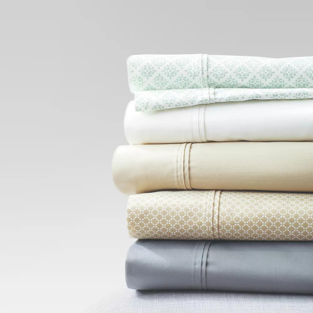 Twin/Twin XL 400 Thread Count Solid Sheet Set Dark Gray - Threshold