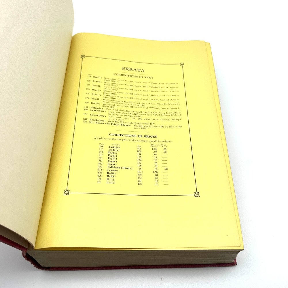 1937 Scotts Standard Postage Stamp Catalogue Ninety Third Edition Red Hardcover