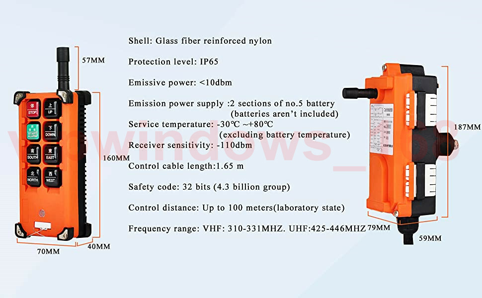 Crane Wireless Remote Control Electric Lift Radio Switch Transmitter Receiver