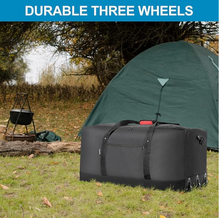 120L Foldable Rolling Duffel Bag with 3 Wheels Light Weight Travel Duffel Bag