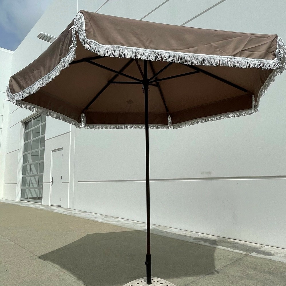 9ft 6 Ribs Replacement Umbrella Canopy w/Fringed Valance (Canopy Only)