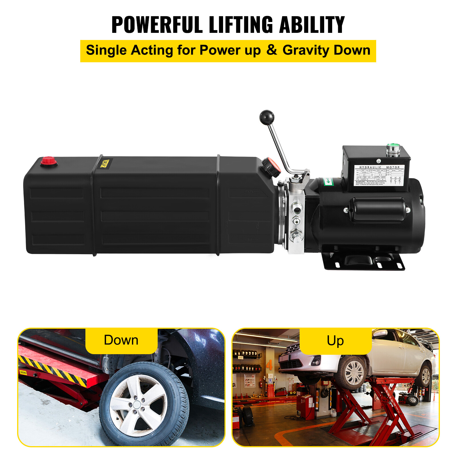 14qt/3.5gal Car Lift Hydraulic Power Unit AC 220V for Auto Repair 60HZ 2880RPM