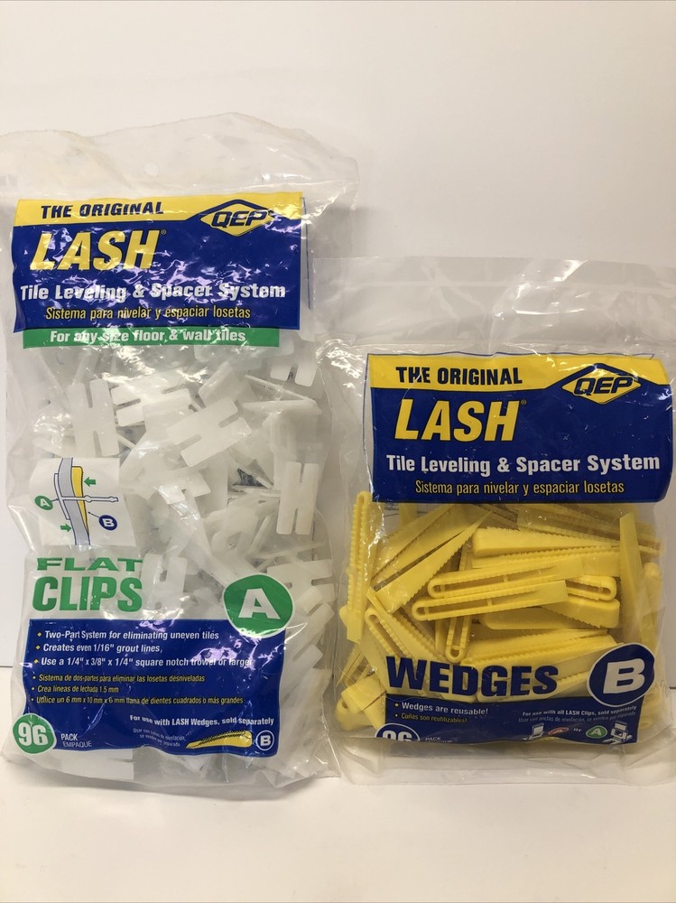 QEP LASH Flat Floor Tile Leveling System Clips Pt A -96-Pack & spacers Pt B