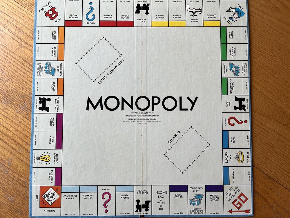 Monopoly 1961 Genuine Original GAME BOARD Only