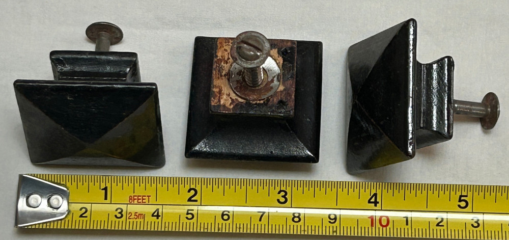 Vintage Glass Knob, 4 Oak Knobs, Brass Drawer Pulls Handles Lot