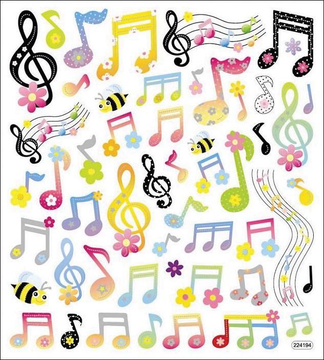 Tattoo King SK129MC-4224 Multicolored Stickers-Spring Notes (6Pk)