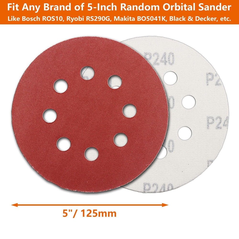 5-Inch Hook and Loop Sanding Discs for Random Orbital Sander, Assorted Sandpa...
