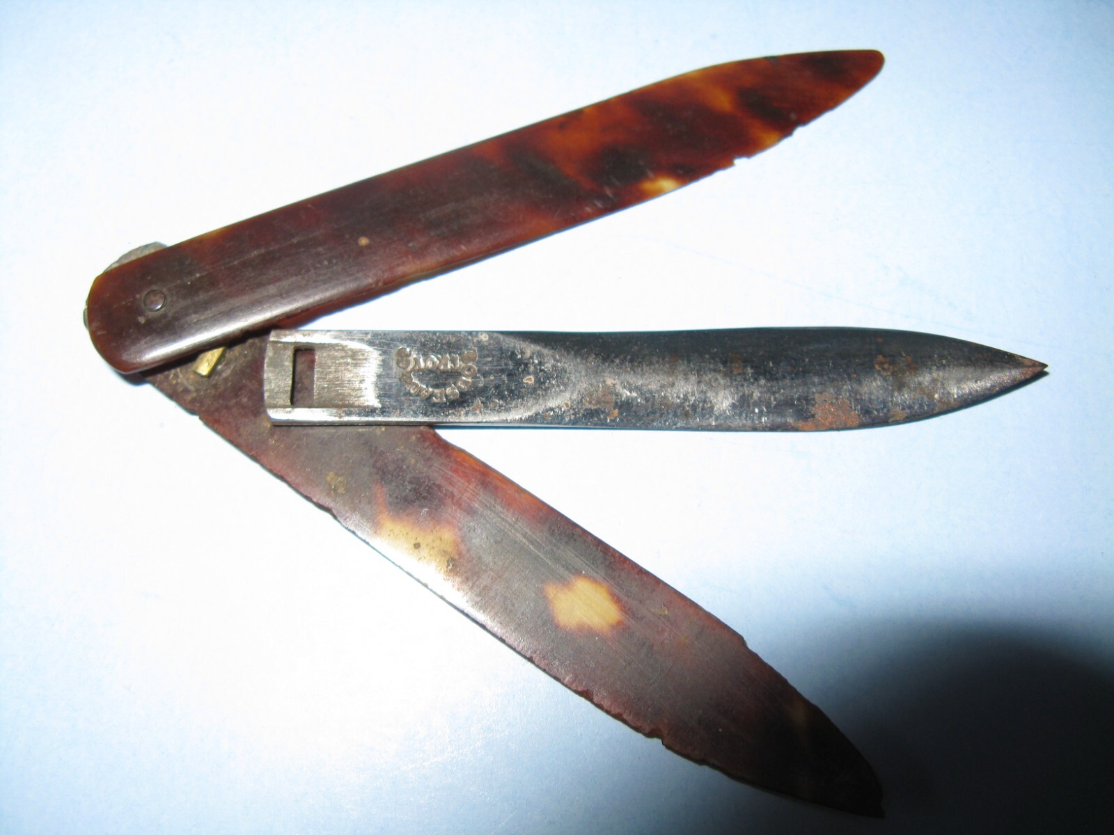 Faux Tortoiseshell Seton Needle and holder.