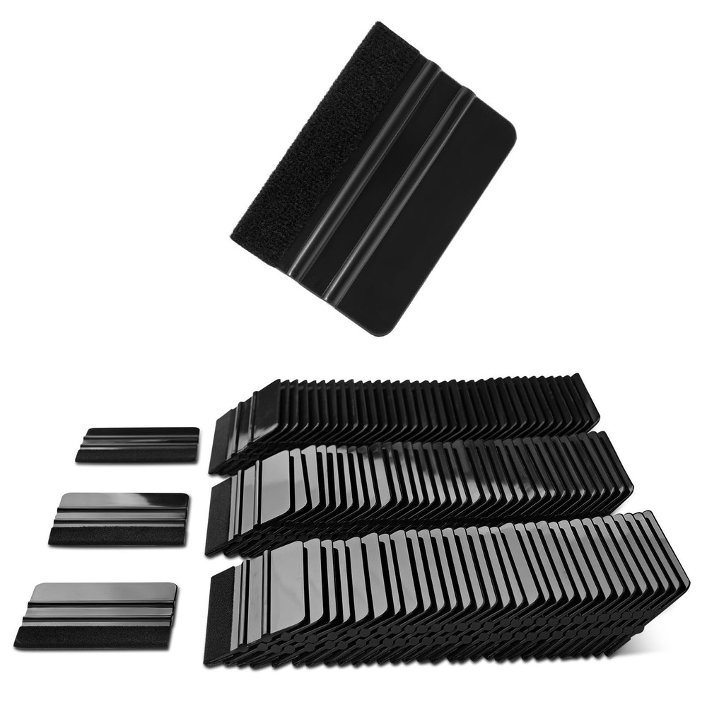 100 PCS Felt Squeegee for Vinyl - Flexible Plastic Black