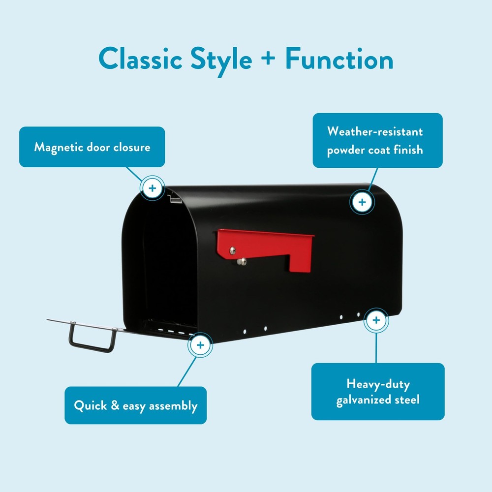 Architectural MAILBOXES Ironside Large Capacity Galvanized Steel black, Post-...