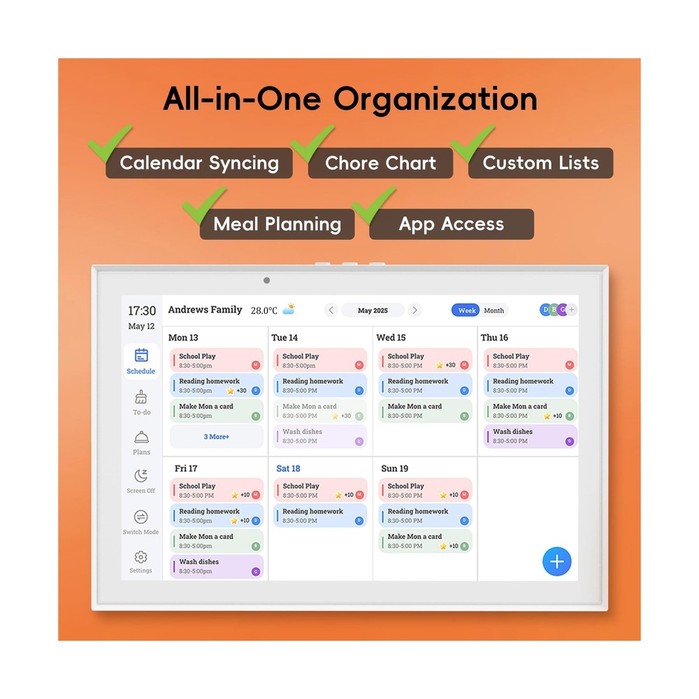 Digital Calendar Wall Planner Electronic Calendar & Chore Chart, Smart Touchs...