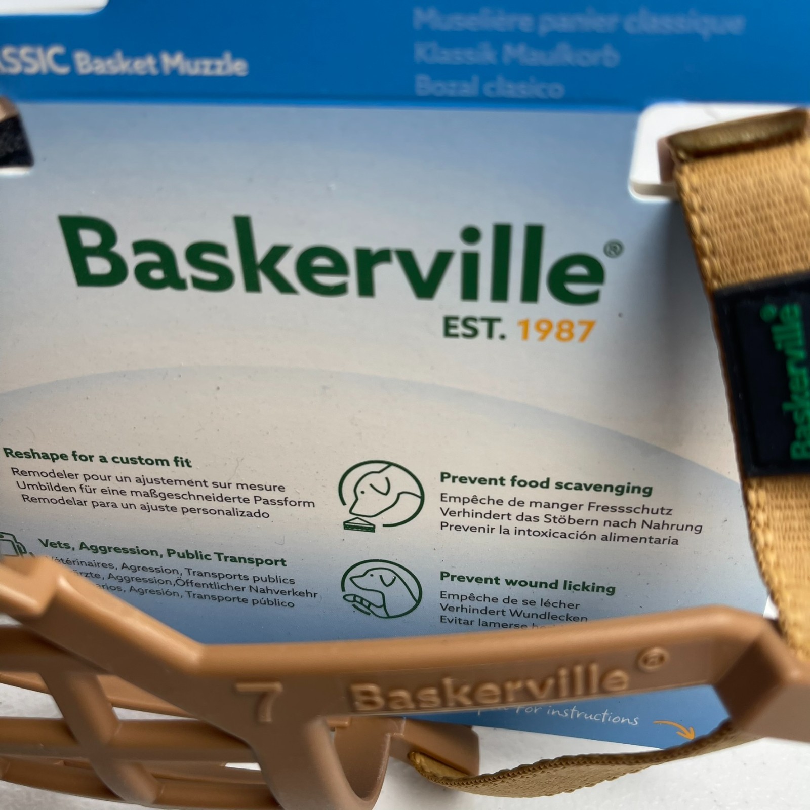 Baskerville Classic Basket Muzzle - Prevents Biting and Food Waste Scavenging,
