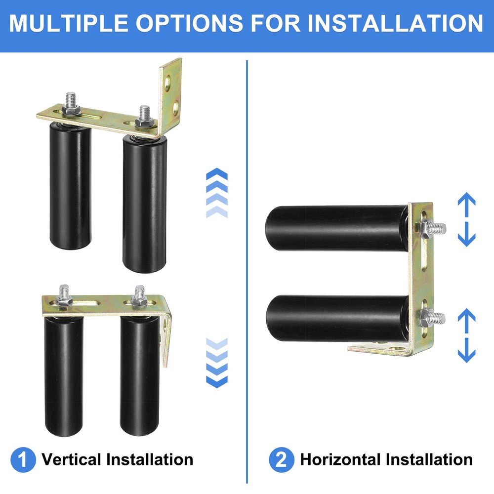 2Set Slide Gate Guide Roller, 6" Nylon Gate Support Rollers with Bracket, Black