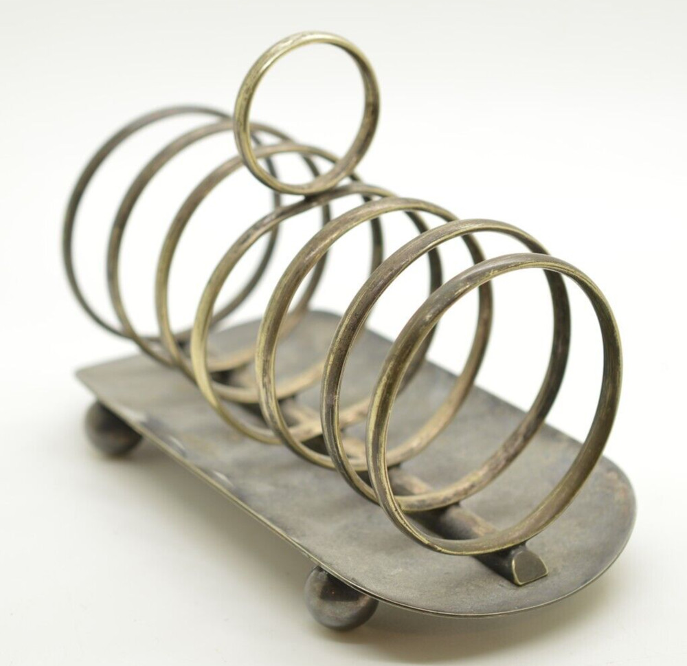 Victorian Robert Pringle Silver Plated Footed Toast Letter Rack Slots Ball Feet