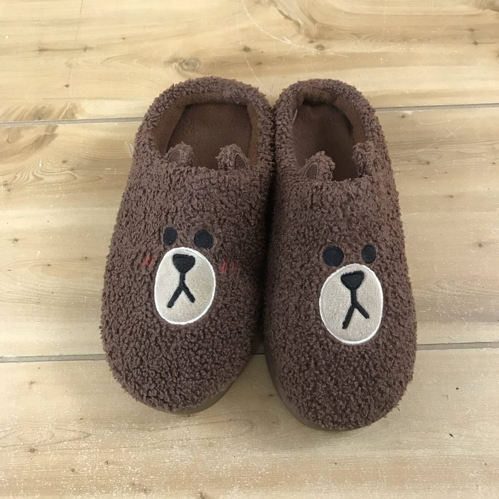 Line Friends Solid Living Room Slippers Brown