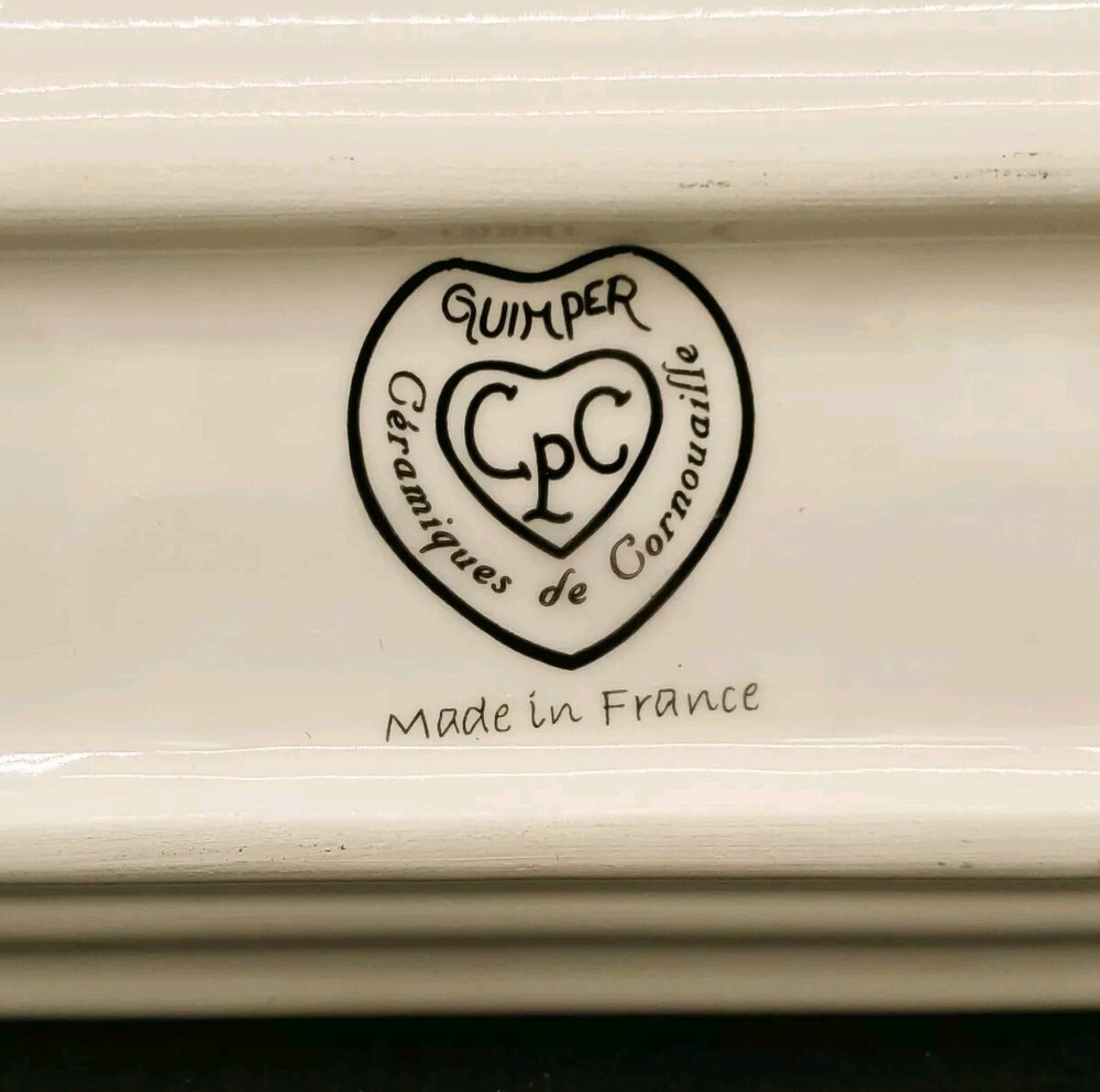 QUIMPER Rectangular Butter Tray Pickle Dish Blue Border