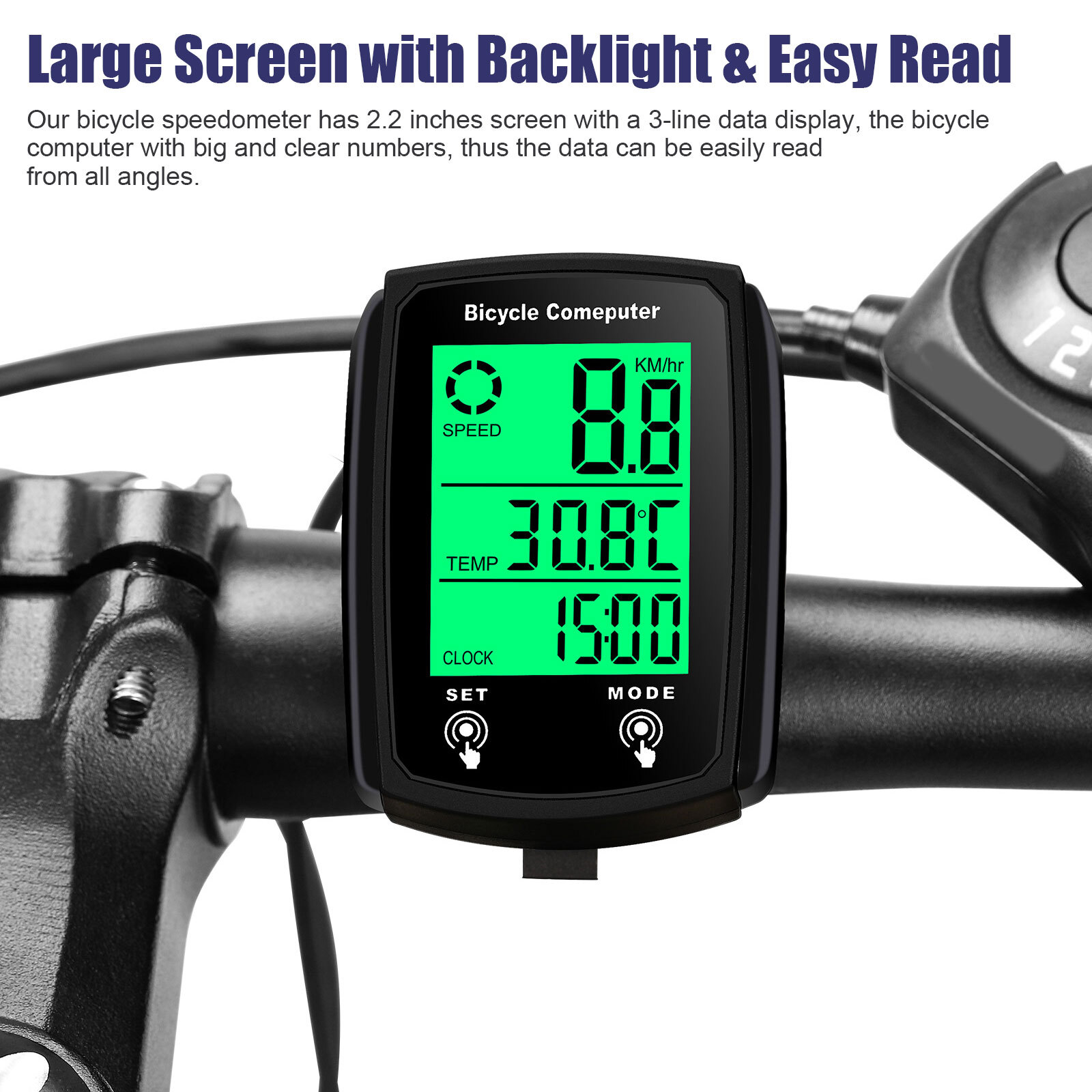 Bicycle Speedometer Cycle Digital Odometer Bike Computer Waterproof Touch Screen
