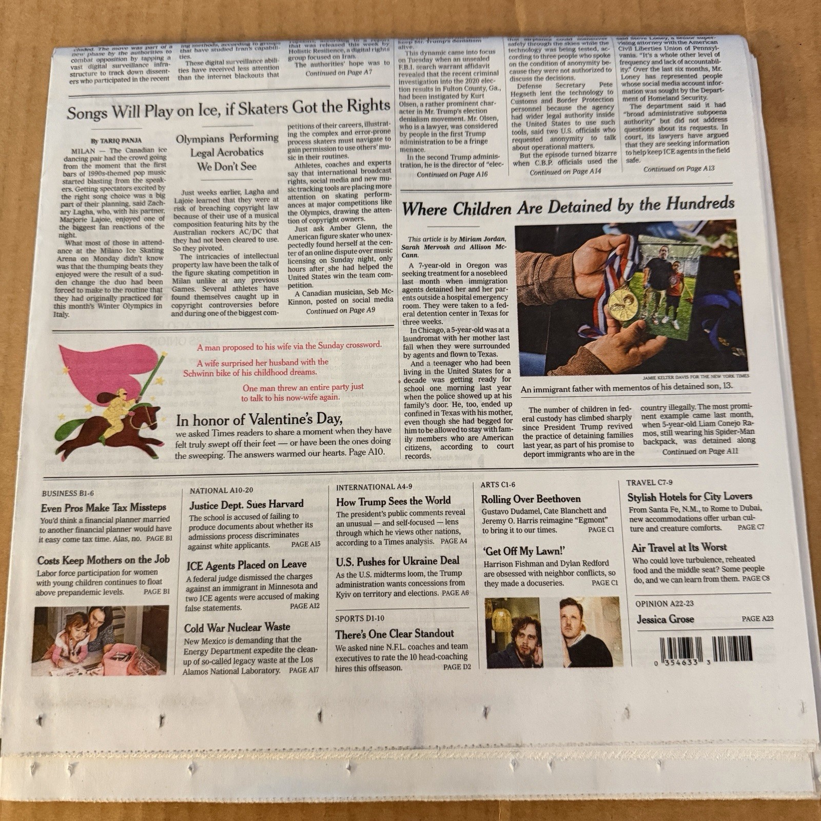 The New York Times Newspaper February 14 2026 Complete Print Paper Unread NYT
