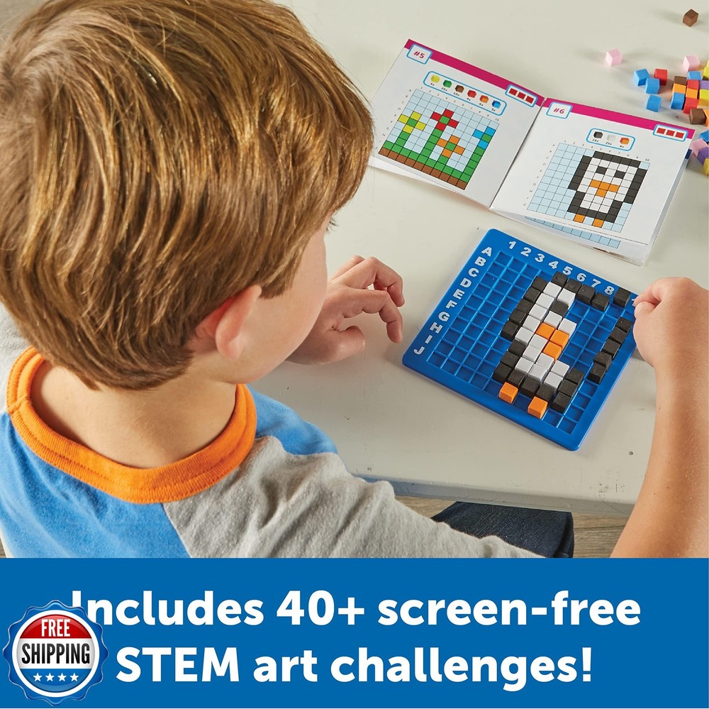 Learning Resources STEM Explorers Pixel Art Challenge - Math Puzzles, Pattern