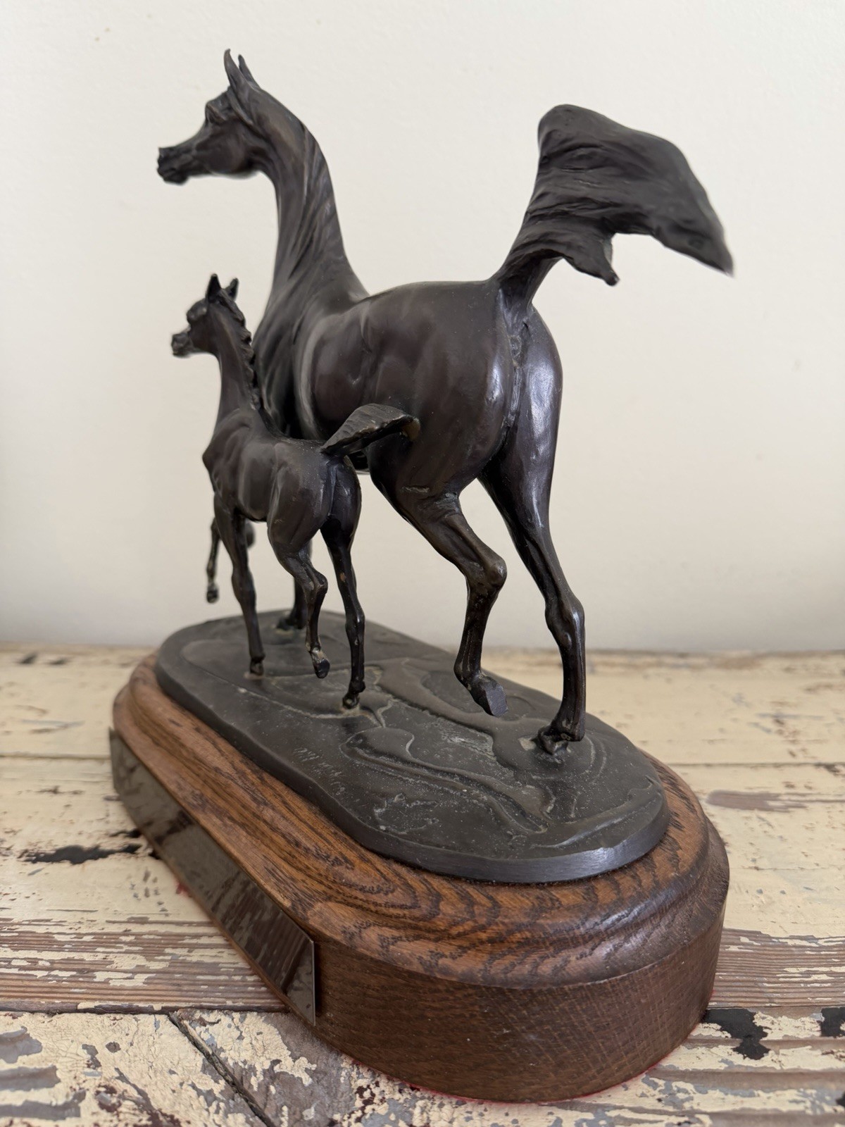 JILL McKINNEY 2005 Arabian Mare & Foal Bronze Horse Sculpture Dressage Trophy