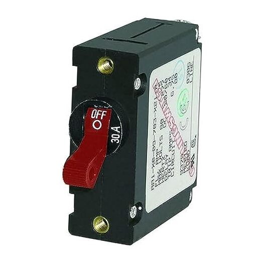 A-Series Toggle Single Pole Circuit Breakers Black 30a