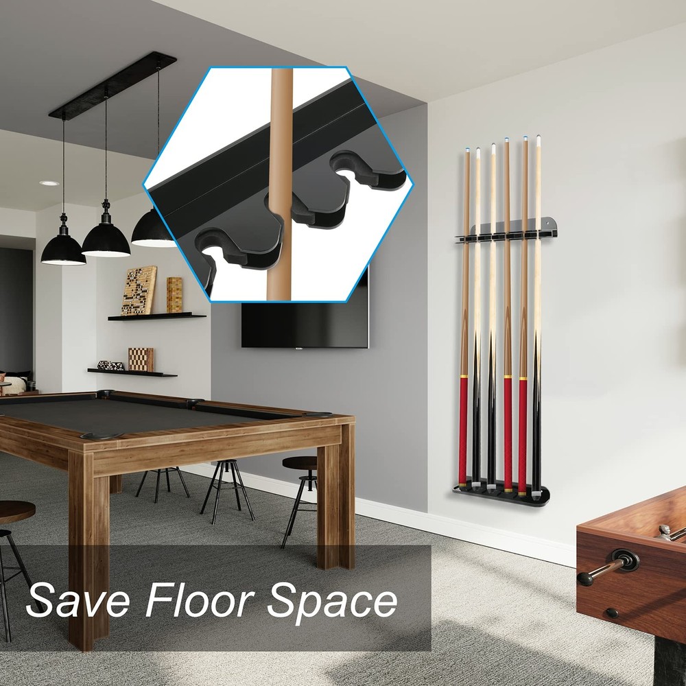 Cosmos Acrylic 2-Piece Billiard Cue Rack Wall Mount Solid Black