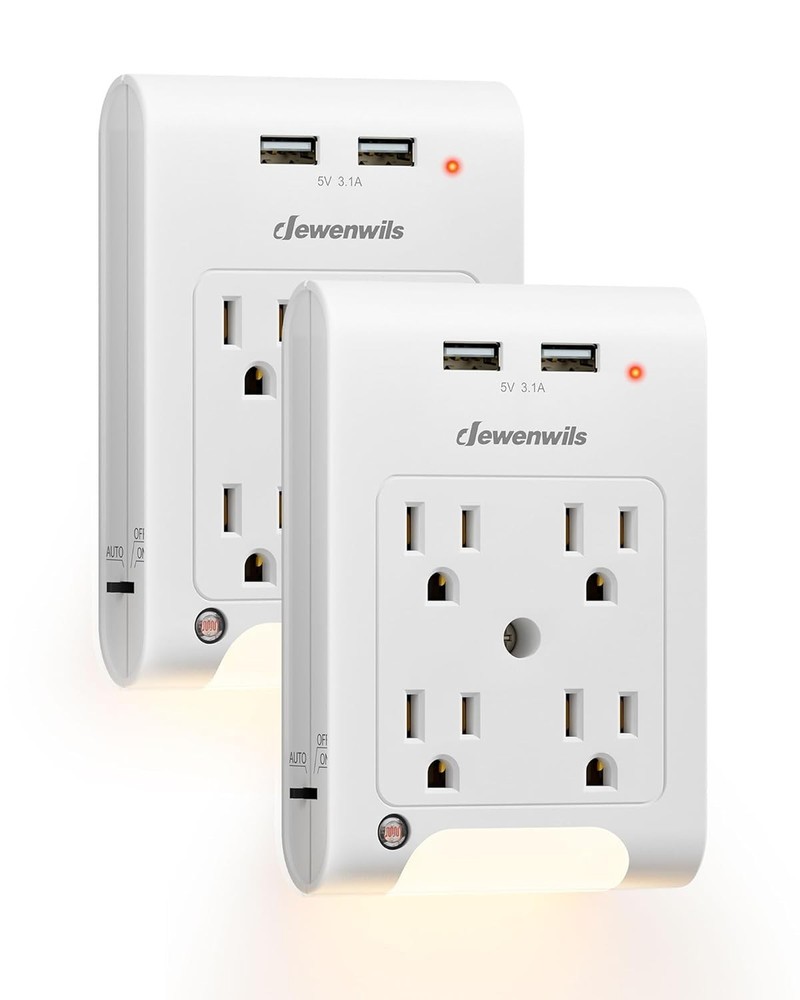 Certified USB Outlet Extender, Surge Protector, 2 Pack