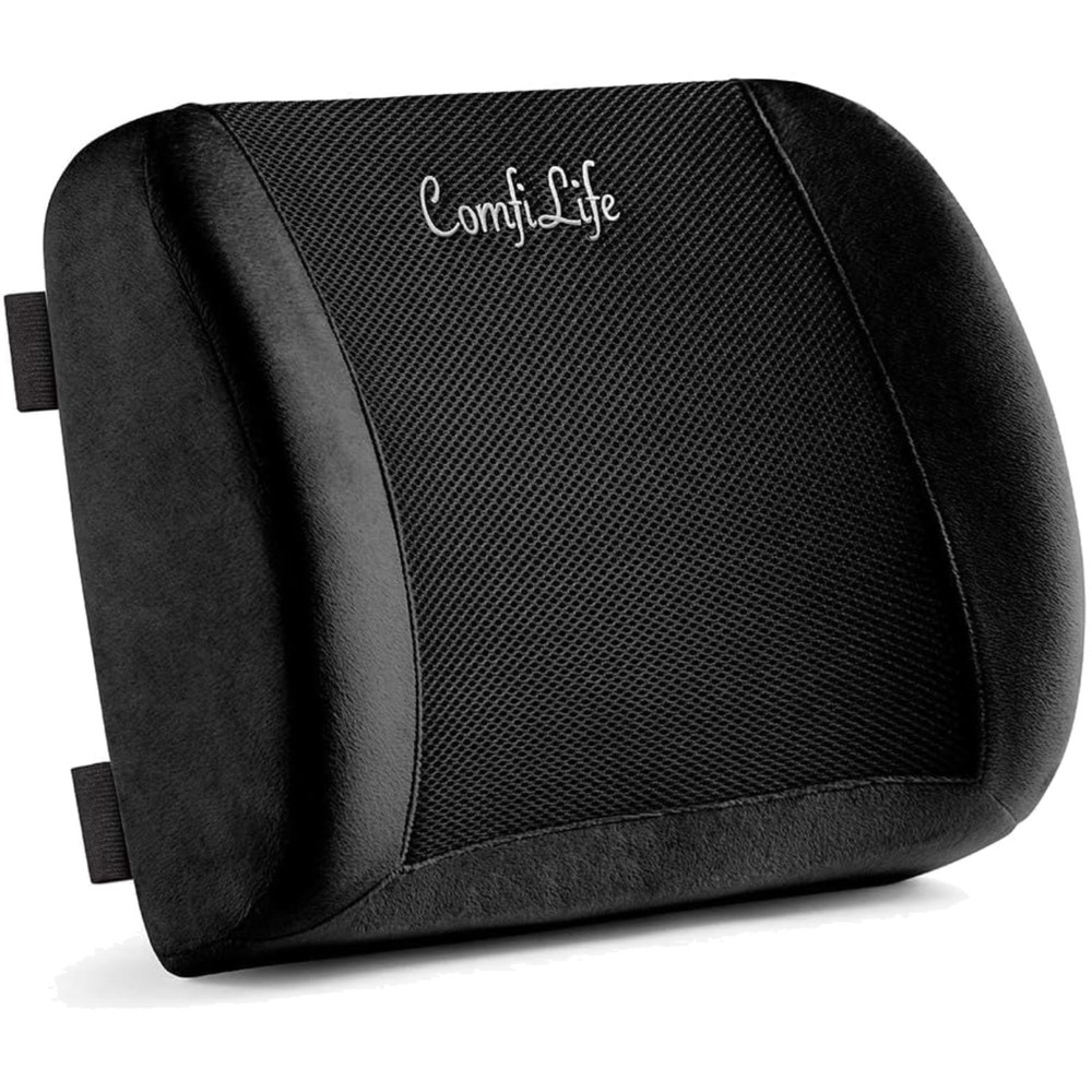 Breathable 3D Mesh Lumbar Support Pillow with Adjustable Strap - Black Elegance