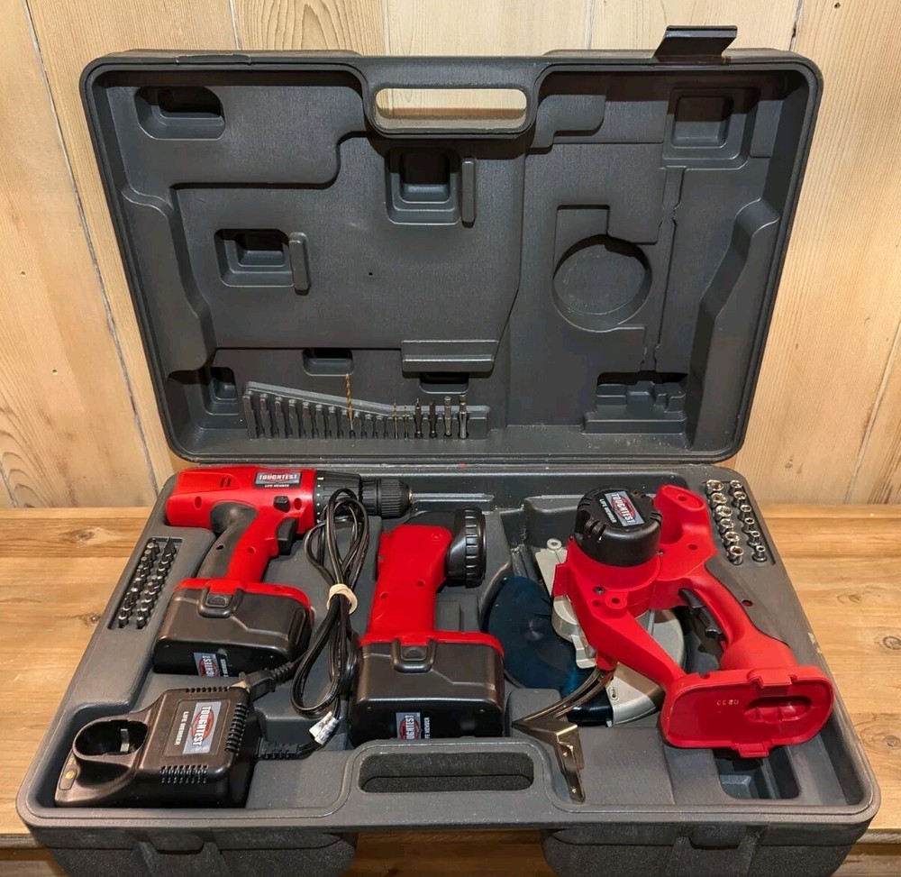 Handy Toughtest 14.4 Volt Tool Set - Drill, Flashlight, Circular Saw - Tested