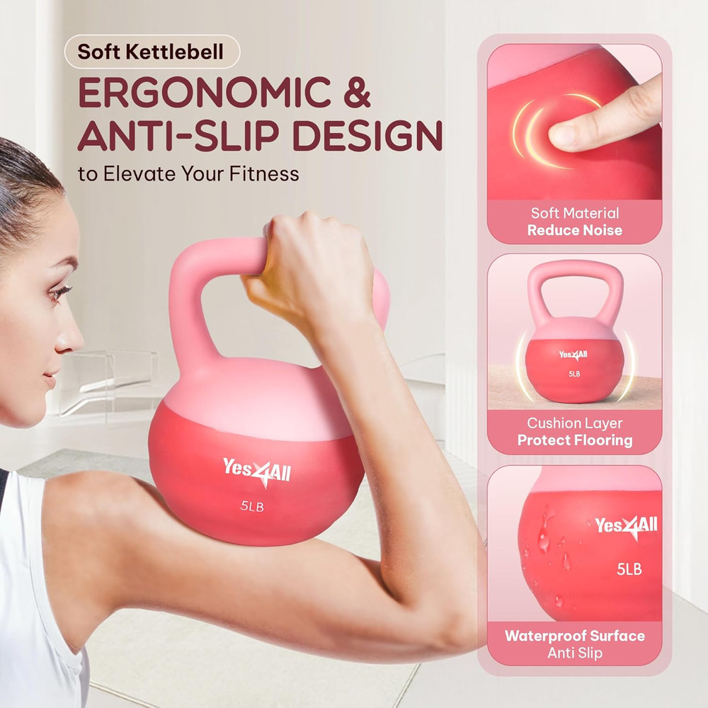 Soft Kettlebell, PVC Kettlebells Exercise Weights & Color-Coded Strength Trainin