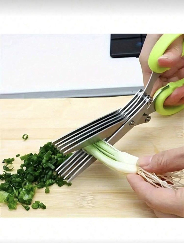 Herb Scissors 5-Blade Stainless Stee Multipurpose Kitchen Shears w/ Comb & Cover