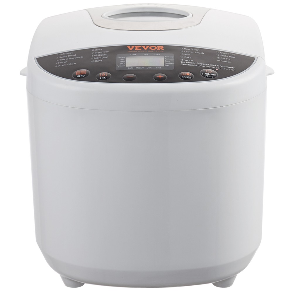 VEVOR 2LB 19-in-1 Bread Maker Automatic Compact Dough Machine Nonstick White
