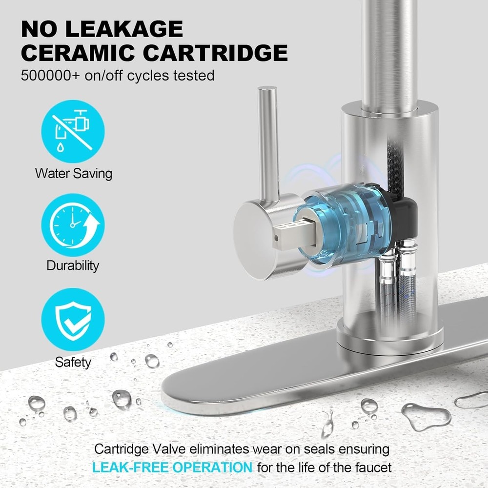 Single Handle Kitchen Faucet Pull Down Sprayer Brushed Nickel