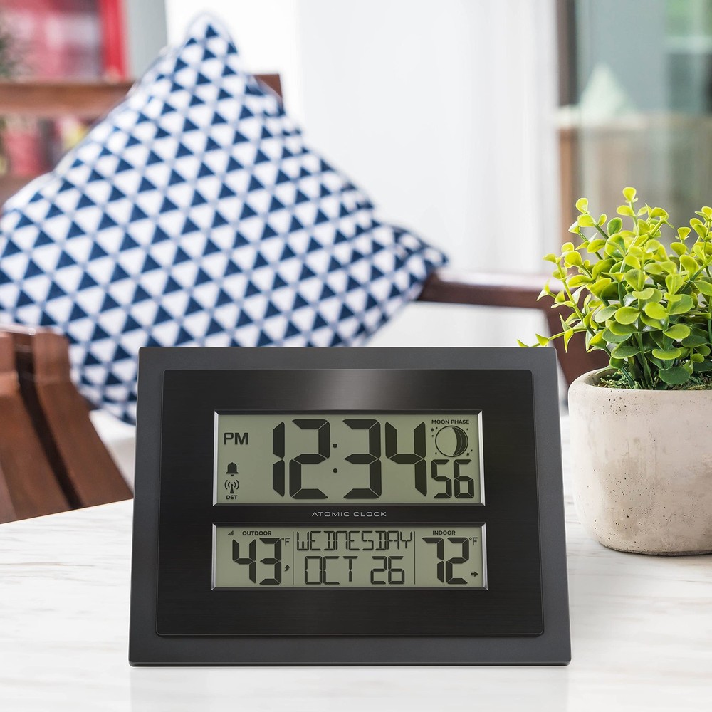 Digital Atomic Clock with Outdoor Temperature & Moon Phase Display