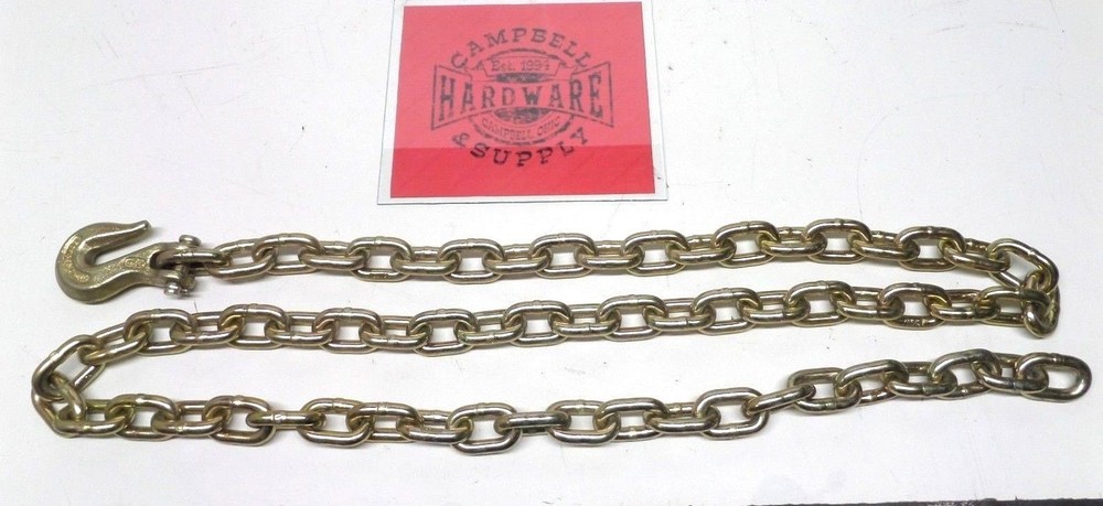 Auto Body Frame Machine Pull Chain 3/8" x 8' Grade 70 with 3/8' Grab Hook