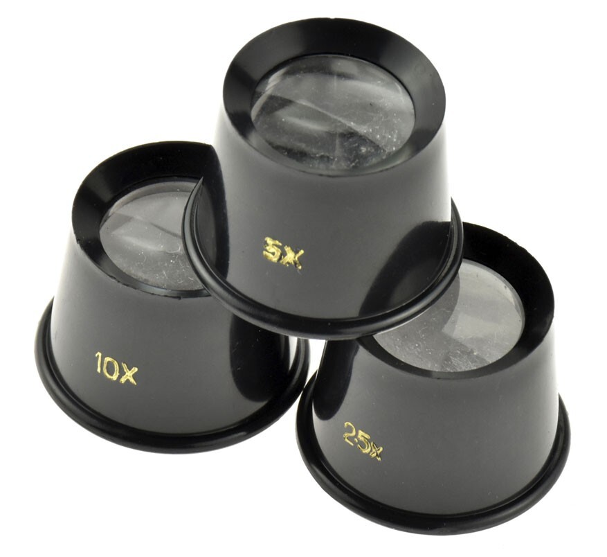 Sona Enterprises 3Pc Set-Plastic Eye Loupes (2.5x,5x,10x) in a Plastic Box