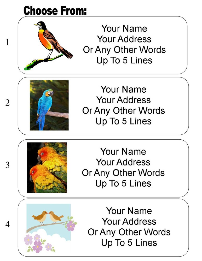 30 Bird Personalized Address Labels