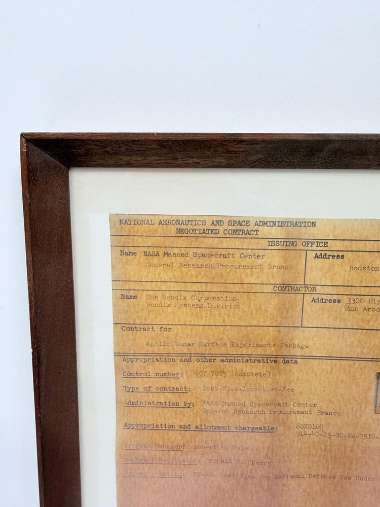 ORIGINAL NASA APOLLO CONTRACT With BENDIX CORP dated 1966 APOLLO LUNER SPACE ✅📝