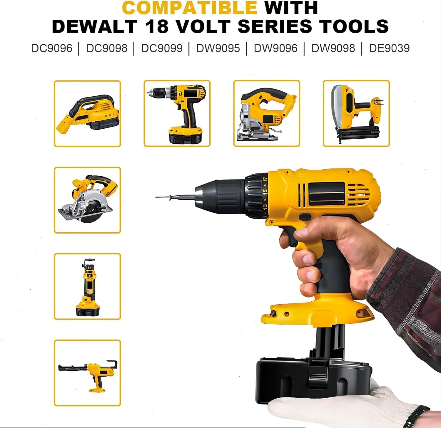 2PACK 18V For Dewalt 18 VOLT XRP DC9096 DC9098 Ni-Mh Battery DC9099 DC9096-2 7AH