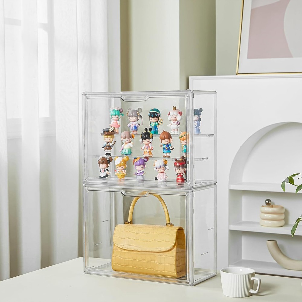 Clear Acrylic Display Case 3 Tier Display Shelf, Stackable Showcase with3563