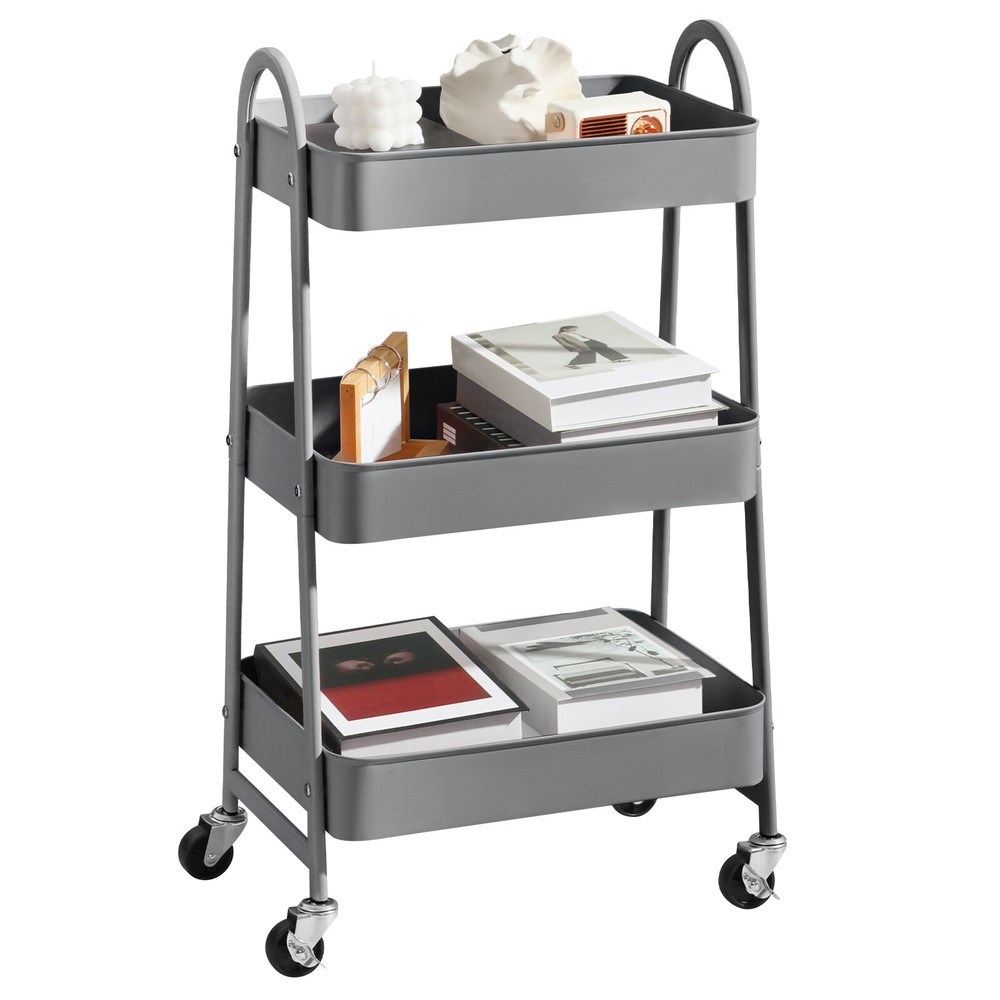 3 Tier Mobile Small Rolling Cart Storage Organizer Kitchen Trolley with Caster